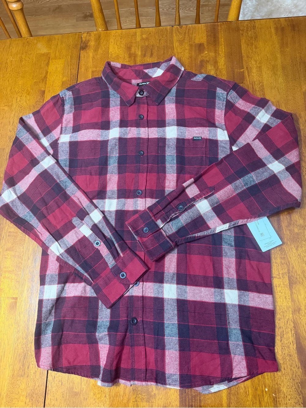 Brand New HURLEY Organic Cotton Flannel Men’s Long Sleeve Shirt Size Large